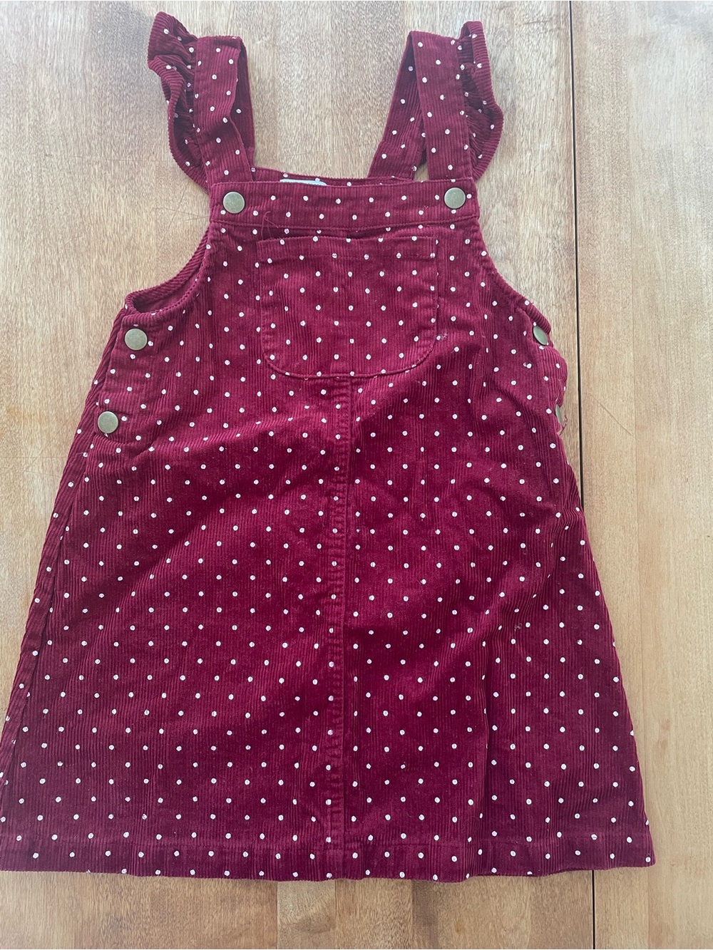 Burgundy Polka Dot Corduroy Pinafore Dress Jumper Size 6 HOLIDAY by Bluberi B